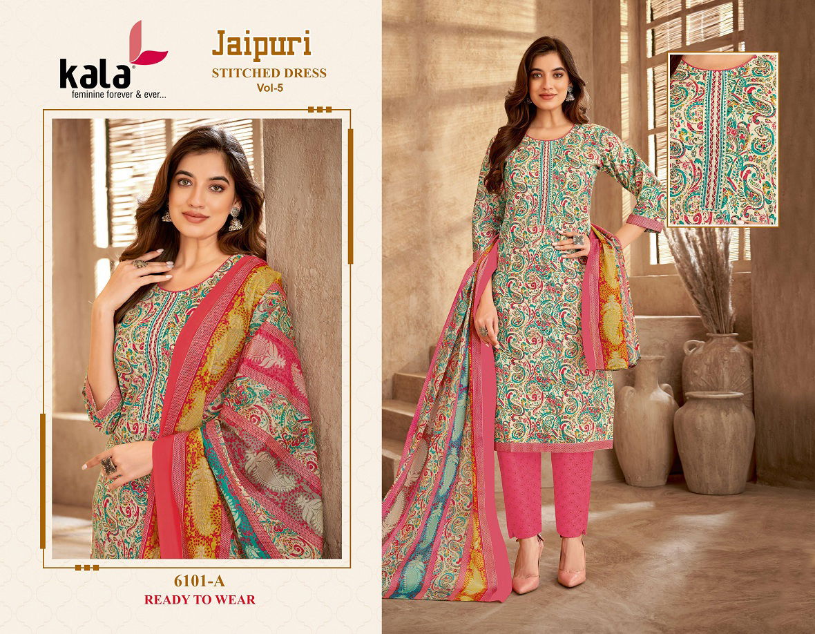 Jaipuri Vol 5 By Kala Printed Cotton Kurti With Bottom Dupatta Wholesalers In Delhi
